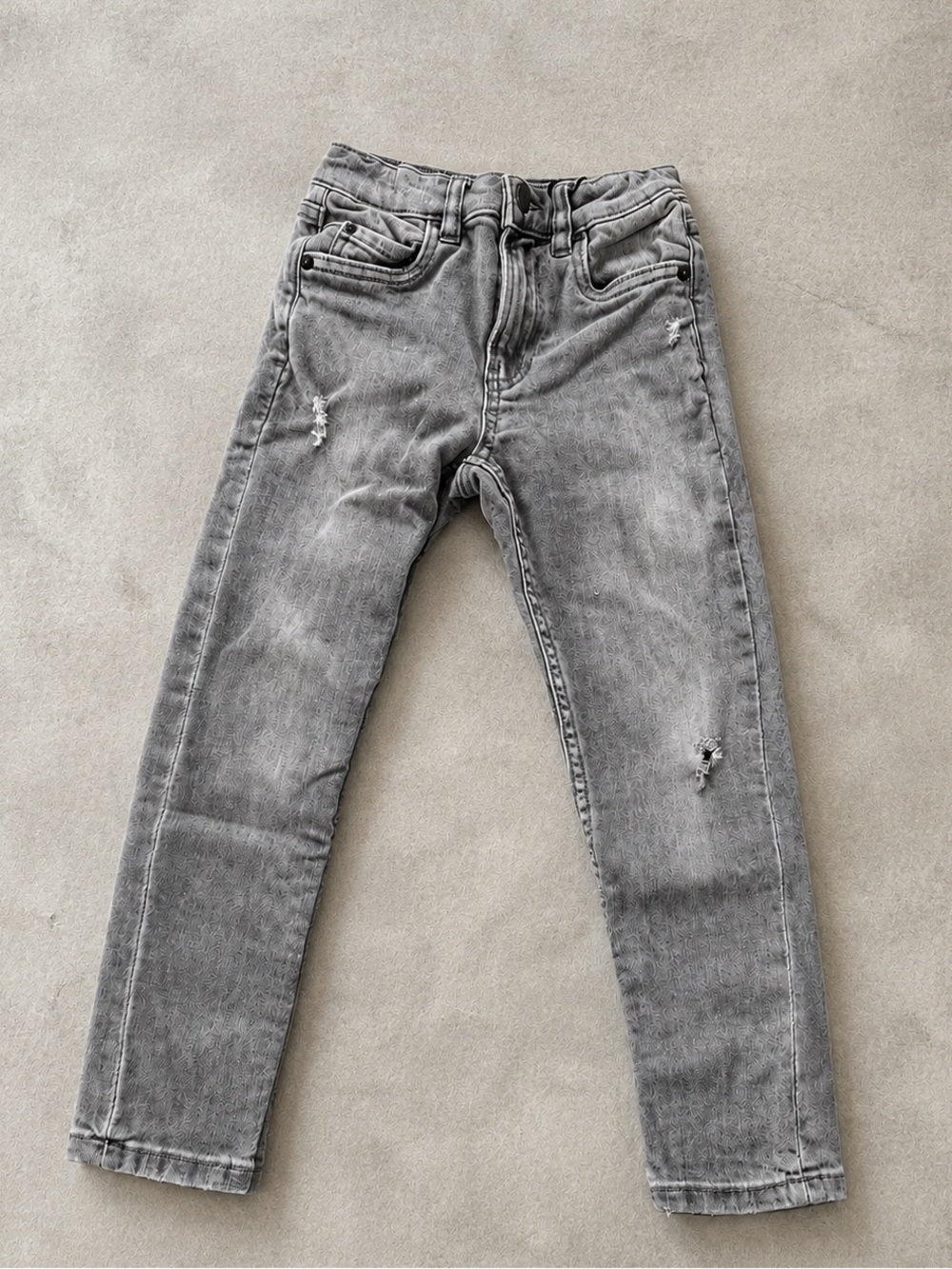 Zara Kids Skinny Basic Gray Jeans Size 6 Distressed Stretch Denim Pants
